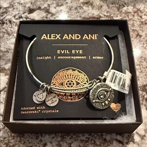 Alex and Ani Silver Evil Eye Charm Bracelet